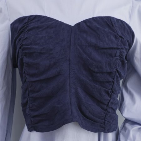 셔링 뒷리본 롱 원피스