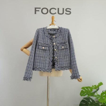 네이비 골드 버튼 트위드 자켓