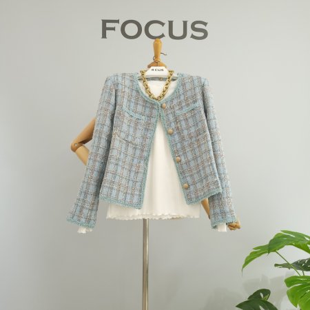 파스텔 라운드 트위드 자켓