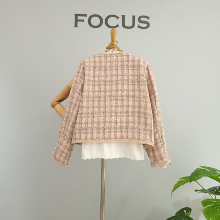 파스텔 라운드 트위드 자켓