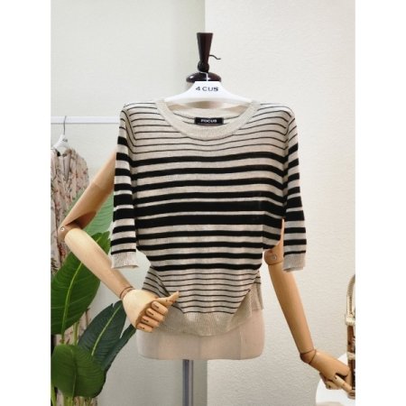 스트라이프 라운드 니트
