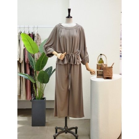 롤업 포인트 와이드 팬츠 세트