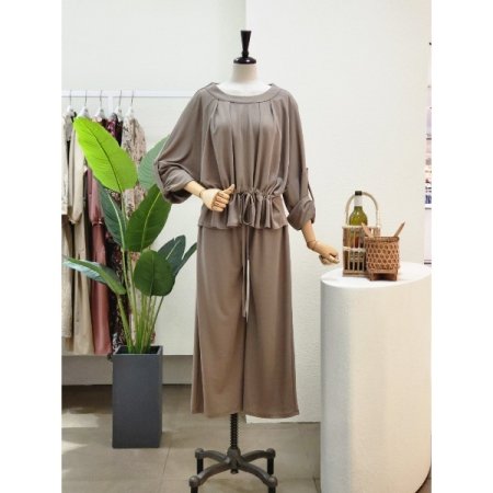 롤업 포인트 와이드 팬츠 세트