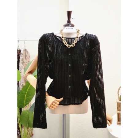 시스루 펀칭 숏 가디건