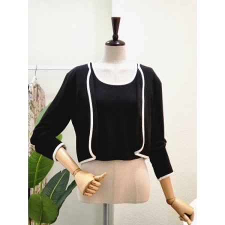 민소매 니트 와플 가디건 세트