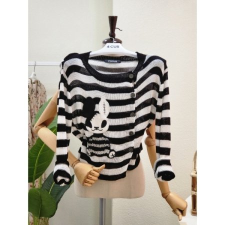 사이드 버튼 래빗 가디건