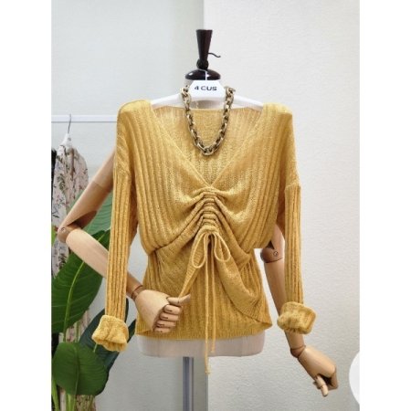 앞셔링 왕골지 브이 니트