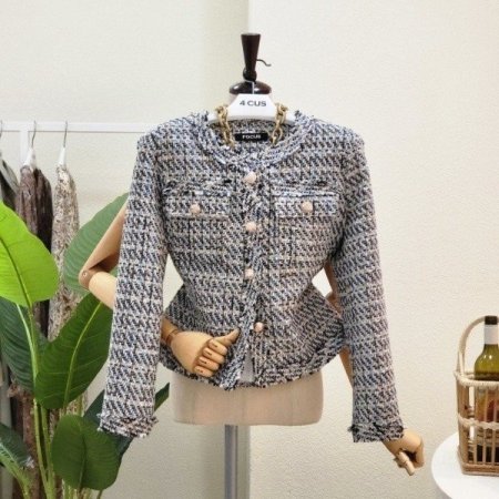 라운드넥 트위드 자켓