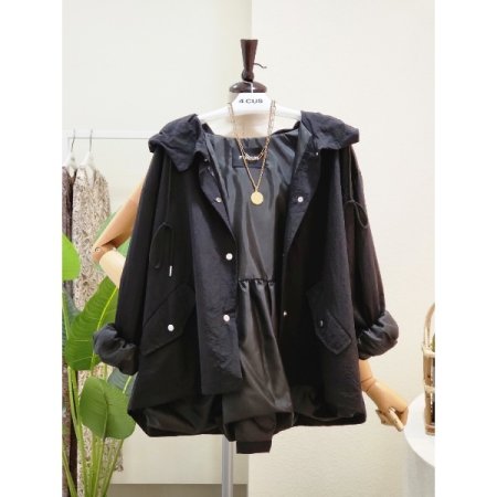 밑단 프릴 언발 후드 점퍼