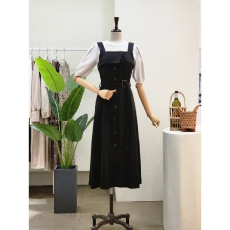 셔츠형 뷔스띠에 벨트 원피스