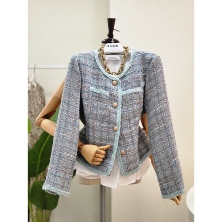 파스텔 라운드 트위드 자켓