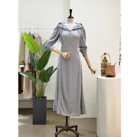 코지 후드 A라인 롱원피스