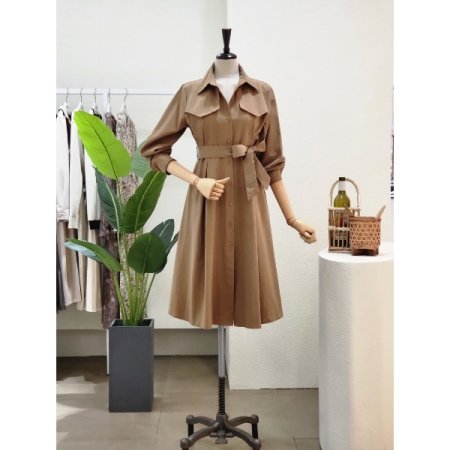 벨티드 트렌치형 셔츠 원피스