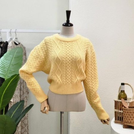 와플 라운드넥 니트