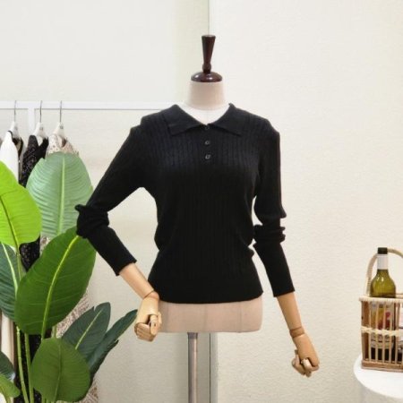 꽈베기 카라넥 슬림 니트