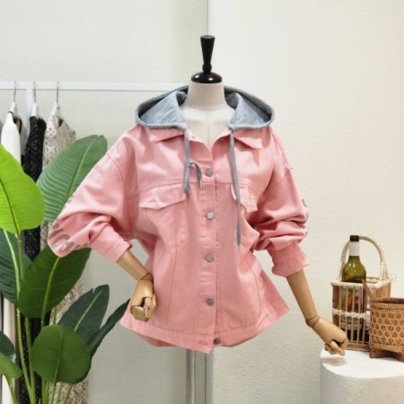 후드 탈착 데님 자켓