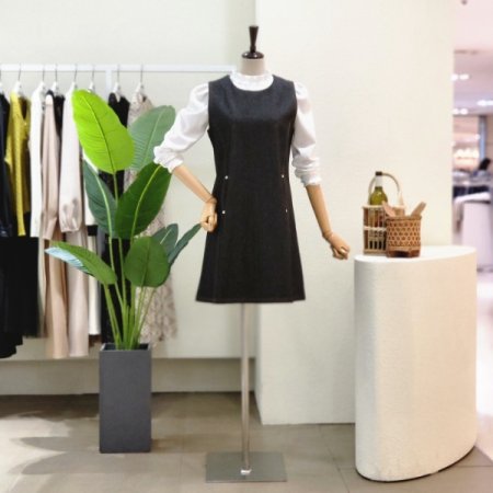 데님 민소매 A라인 원피스