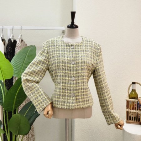 노카라 라운드 트위드 자켓