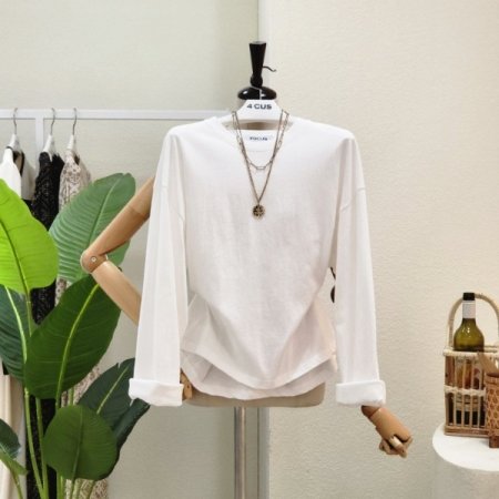 심플 라운드넥 무지 티셔츠