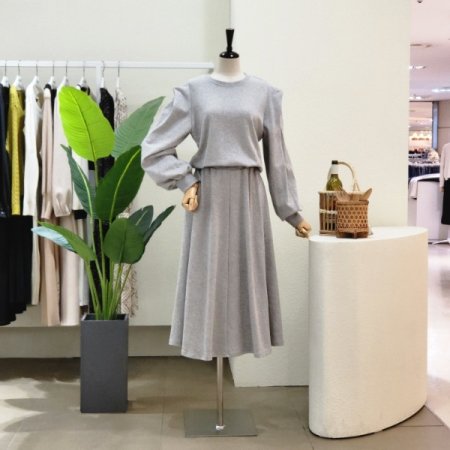 핀턱 포인트 A라인 스커트 세트