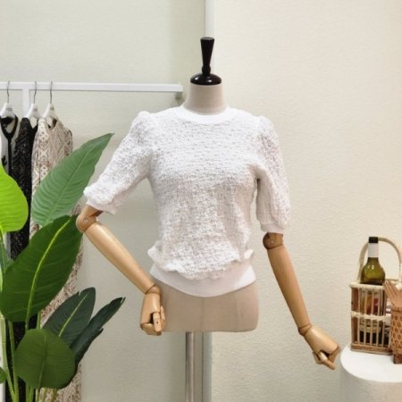 링클 밴딩 라운드 블라우스