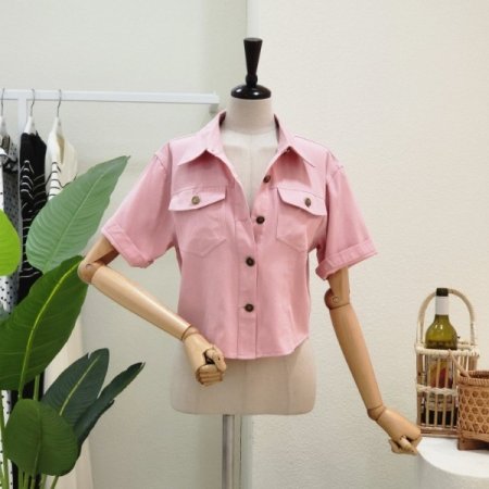 투포켓 컬러 데님 숏 자켓