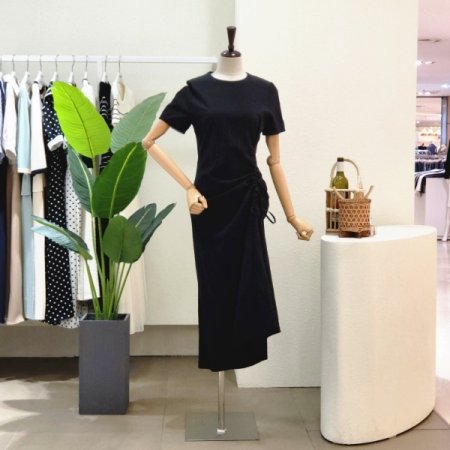 사이드 스트링 A라인 롱원피스