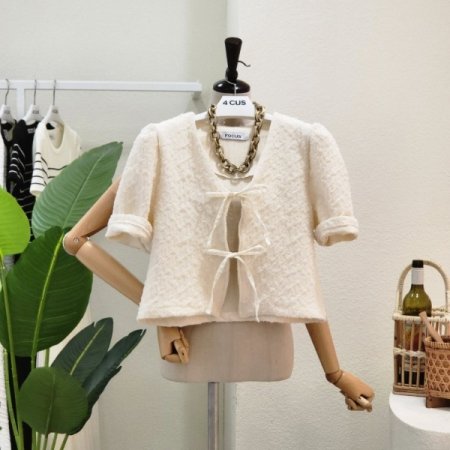 구름 퍼프 투리본 가디건