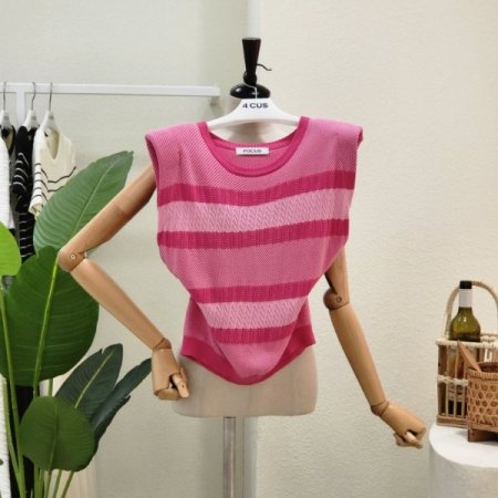 비비드 캡소매 니트 베스트