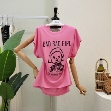 배드걸 백 포인트 티셔츠