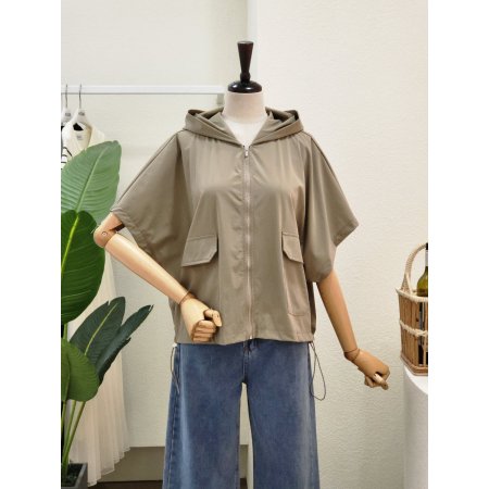 케이프 후드 집업 점퍼