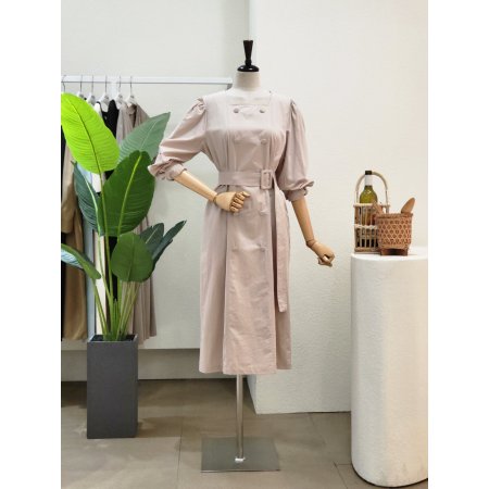 더블 포인트 벨티드 롱원피스