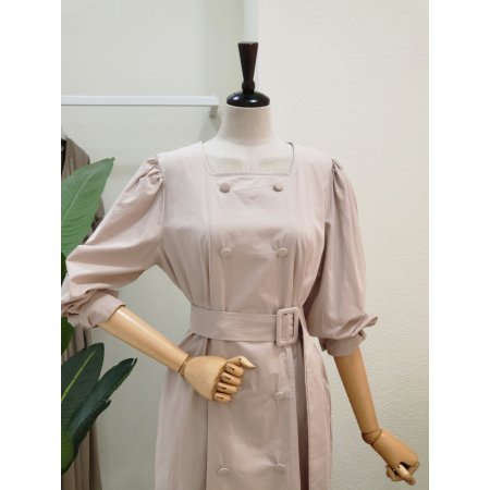 더블 포인트 벨티드 롱원피스