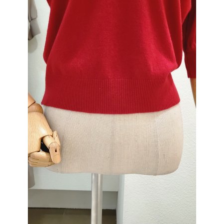 퍼프 포인트 브이넥 니트