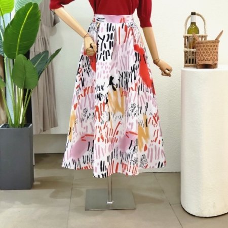 페인팅 포인트 플레어 롱스커트