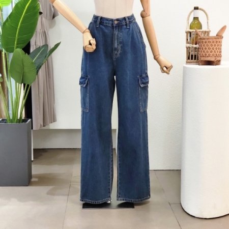 와이드 카고 데님 팬츠