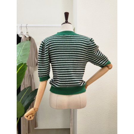 트위드 포켓 라운드 니트