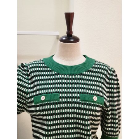 트위드 포켓 라운드 니트