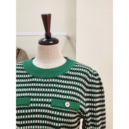 트위드 포켓 라운드 니트