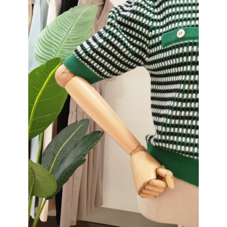 트위드 포켓 라운드 니트