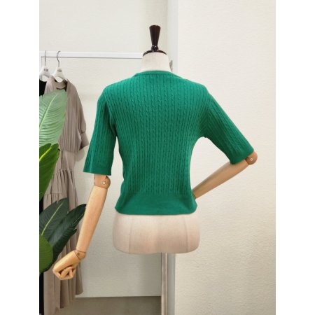 꽈배기 반팔 라운드 니트