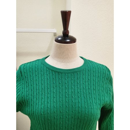 꽈배기 반팔 라운드 니트