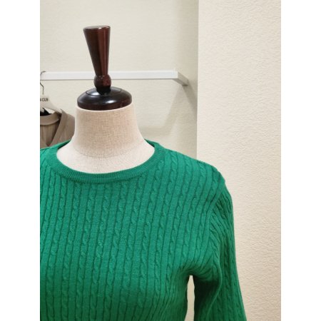 꽈배기 반팔 라운드 니트