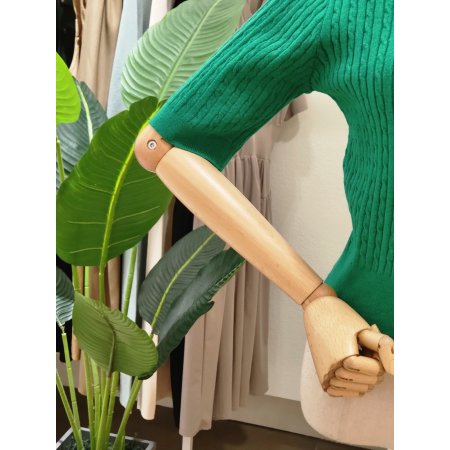 꽈배기 반팔 라운드 니트