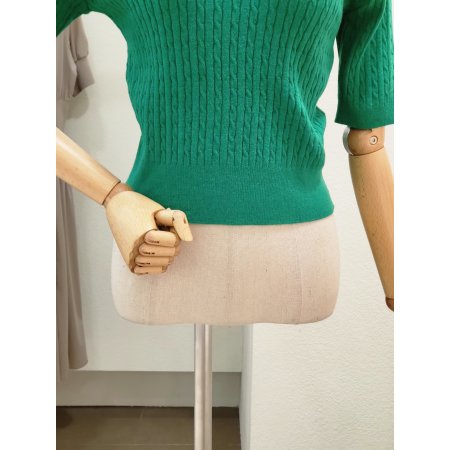 꽈배기 반팔 라운드 니트