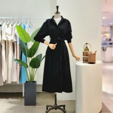 트렌치 벨티드 A라인 롱원피스