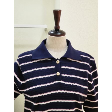 엠보 스트라이프 카라넥 니트