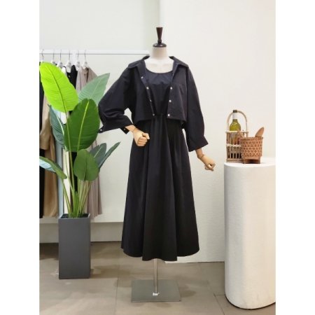 A라인 스트링 원피스 자켓 세트