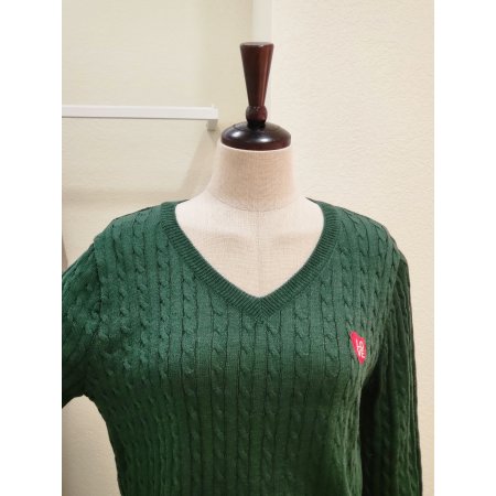 꽈배기 와펜 브이넥 니트