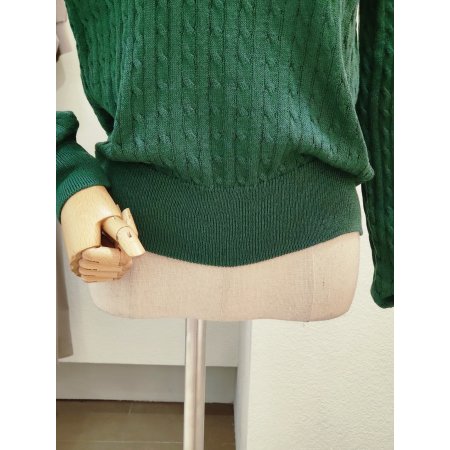 꽈배기 와펜 브이넥 니트